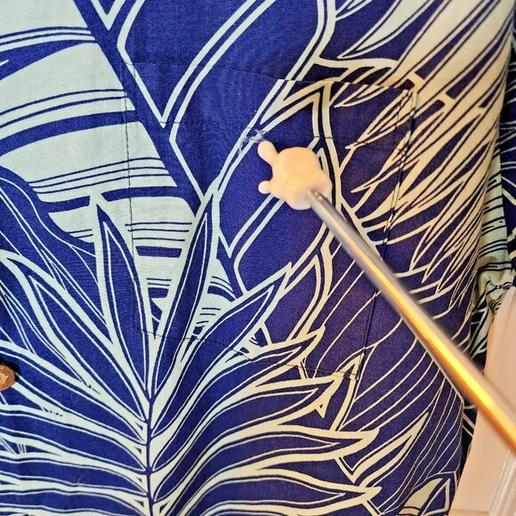 Hilo Hattie Hawaiian Shirt Men’s S Cotton Palm Leaf Blue Made in Hawaii - Picture 5 of 7